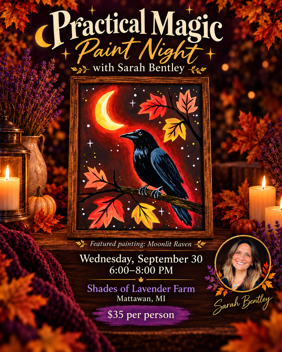 Practical Magic Paint Night with Sarah Bentley — Moonlit Raven — September 30, 2026
